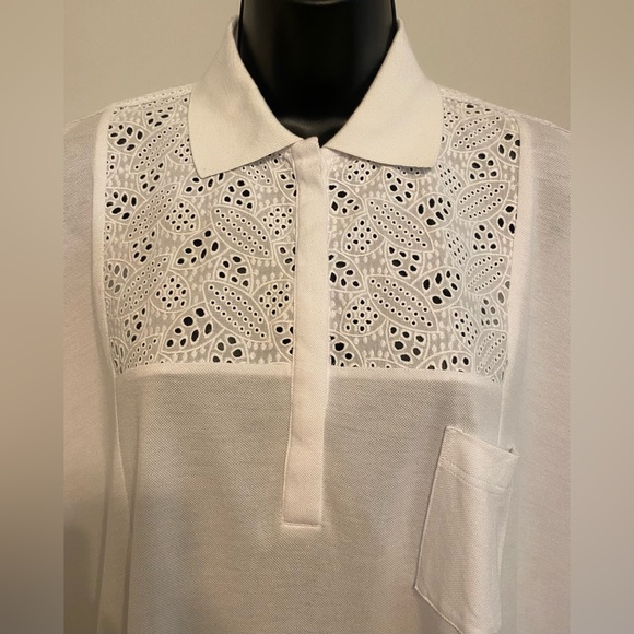 ✨3 for $30 Kooples SPORT Piquet Jersey & Lace Top. Color: White. Size: XS/S - Picture 8 of 11